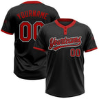 Custom 2-Button Softball Jersey Black Red White Sublimation, Custom Name Number, Women Girls Unisex Youth