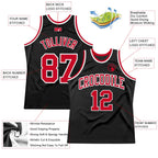 Custom Throwback Basketball Jersey Black Red White Sublimation, Team Uniform Kit, Custom Name Number, Unisex Men Women Youth