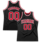 Custom Throwback Basketball Jersey Black Red White Sublimation, Team Uniform Kit, Custom Name Number, Unisex Men Women Youth