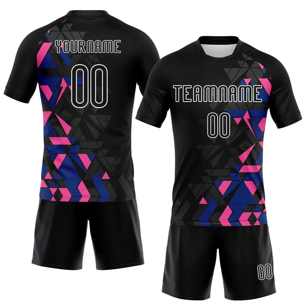 Custom Geometric Shape Volleyball Jersey Black Royal Pink Sublimation, Custom Name Number, Women Girls Unisex Youth