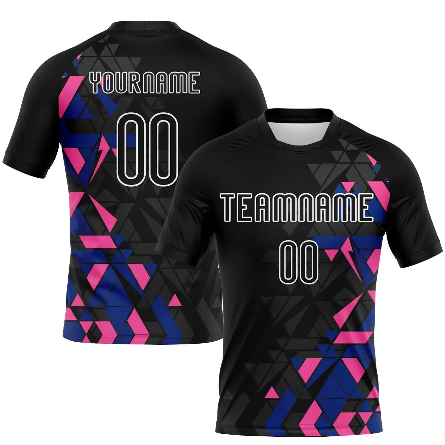 Custom Geometric Shape Volleyball Jersey Black Royal Pink Sublimation, Custom Name Number, Women Girls Unisex Youth