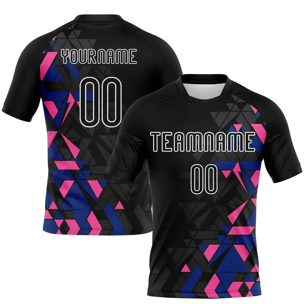 Custom Geometric Shape Volleyball Jersey Black Royal Pink Sublimation, Custom Name Number, Women Girls Unisex Youth