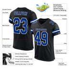 Custom Mesh Football Jersey Black Royal White Pro Style Sublimation, Custom Name Number, Men Youth Unisex