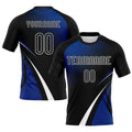 Custom Volleyball Jersey Black Thunder Blue White Lines And Dots Sublimation, Custom Name Number, Women Girls Unisex Youth