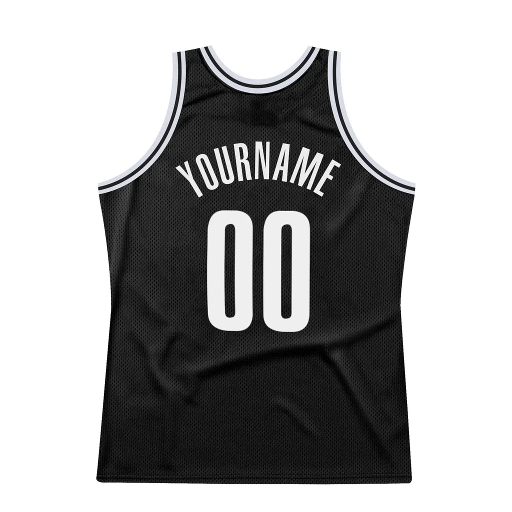 Custom Throwback Basketball Jersey Black White Sublimation, Team Uniform Kit, Custom Name Number, Unisex Men Women Youth