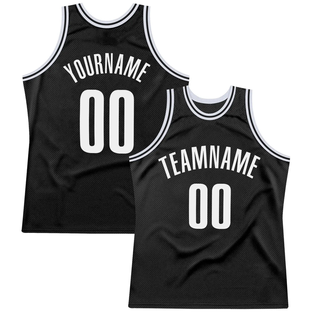 Custom Throwback Basketball Jersey Black White Sublimation, Team Uniform Kit, Custom Name Number, Unisex Men Women Youth