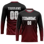 Custom Soccer Jersey Black White Crimson Fade Fashion Sublimation, Team Uniform Kit, Custom Name Number, Unisex Men Women Youth