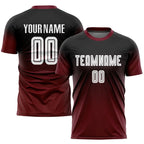Custom Soccer Jersey Black White Crimson Fade Fashion Sublimation, Team Uniform Kit, Custom Name Number, Unisex Men Women Youth