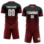 Custom Soccer Jersey Black White Crimson Fade Fashion Sublimation, Team Uniform Kit, Custom Name Number, Unisex Men Women Youth