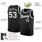 Custom Basketball Jersey Black White Gray Round Neck Rib Knit Sublimation, Team Uniform Kit, Custom Name Number, Unisex Men Women Youth