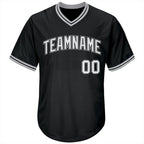 Custom Throwback Baseball Jersey Black White Gray Sublimation, Custom Name Number, Men Youth Unisex