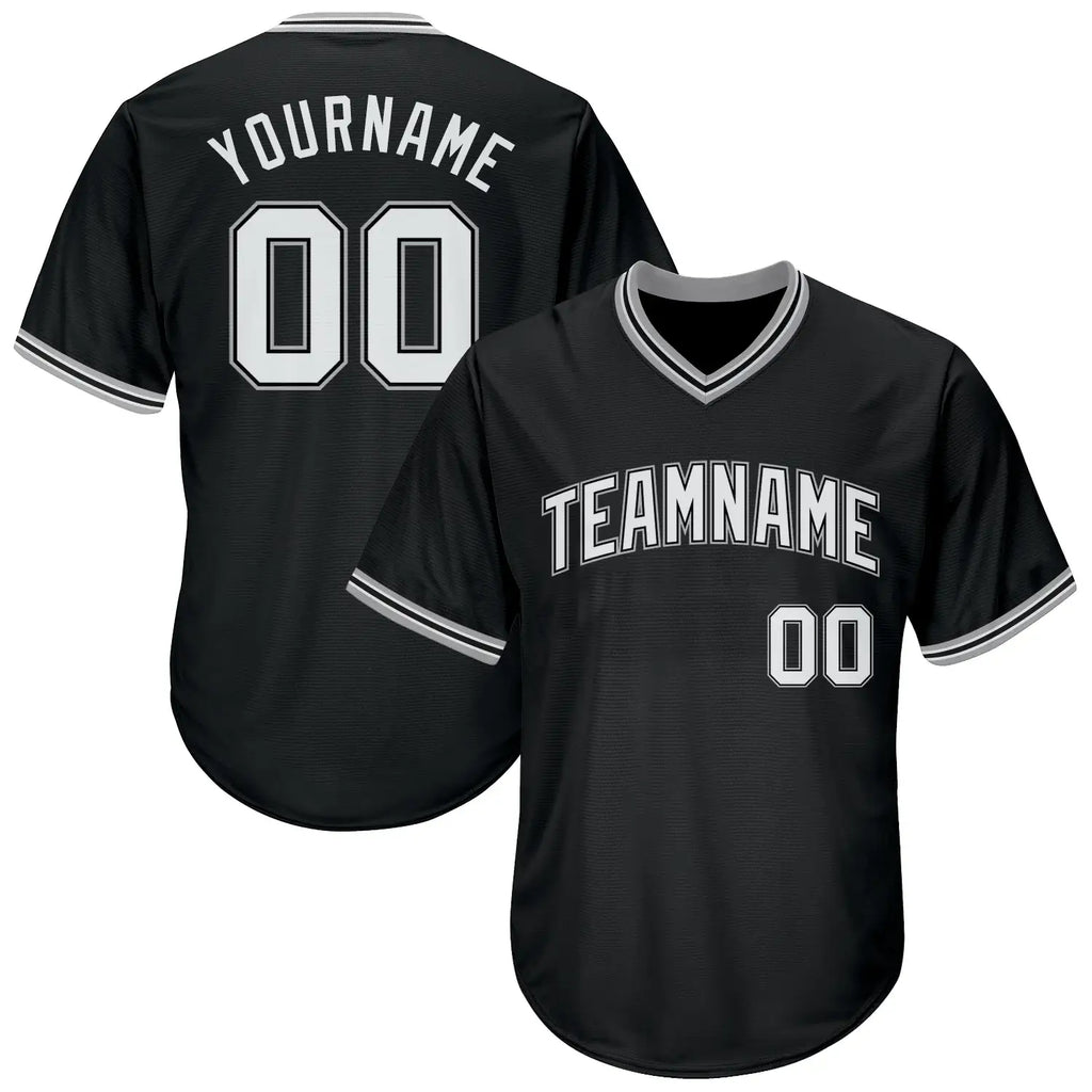Custom Throwback Baseball Jersey Black White Gray Sublimation, Custom Name Number, Men Youth Unisex