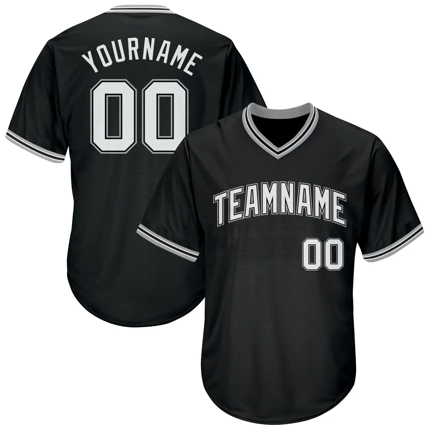 Custom Throwback Baseball Jersey Black White Gray Sublimation, Custom Name Number, Men Youth Unisex