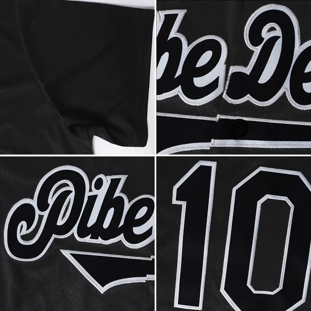 Custom Throwback Baseball Jersey Black White Gray Sublimation, Custom Name Number, Men Youth Unisex