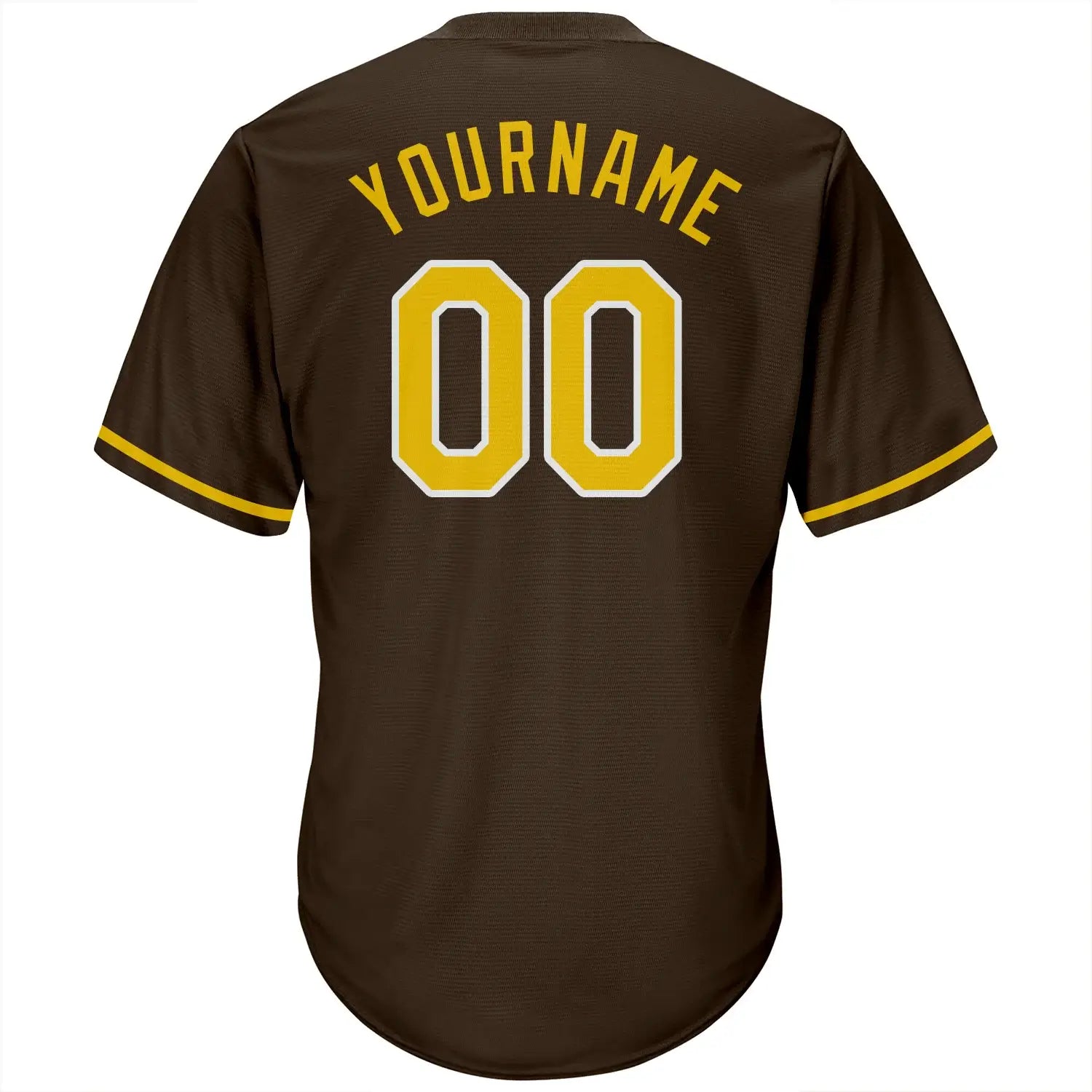 Custom Throwback Baseball Jersey Brown Gold White Sublimation, Custom Name Number, Men Youth Unisex