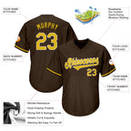 Custom Throwback Baseball Jersey Brown Gold White Sublimation, Custom Name Number, Men Youth Unisex