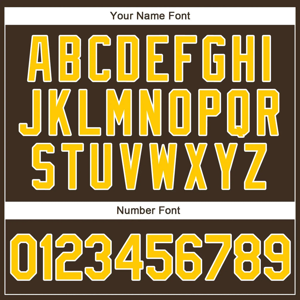 Custom Throwback Baseball Jersey Brown Gold White Sublimation, Custom Name Number, Men Youth Unisex