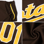 Custom Throwback Baseball Jersey Brown Gold White Sublimation, Custom Name Number, Men Youth Unisex