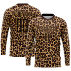 Custom Soccer Jersey Brown Old Gold Leopard Sublimation, Team Uniform Kit, Custom Name Number, Unisex Men Women Youth