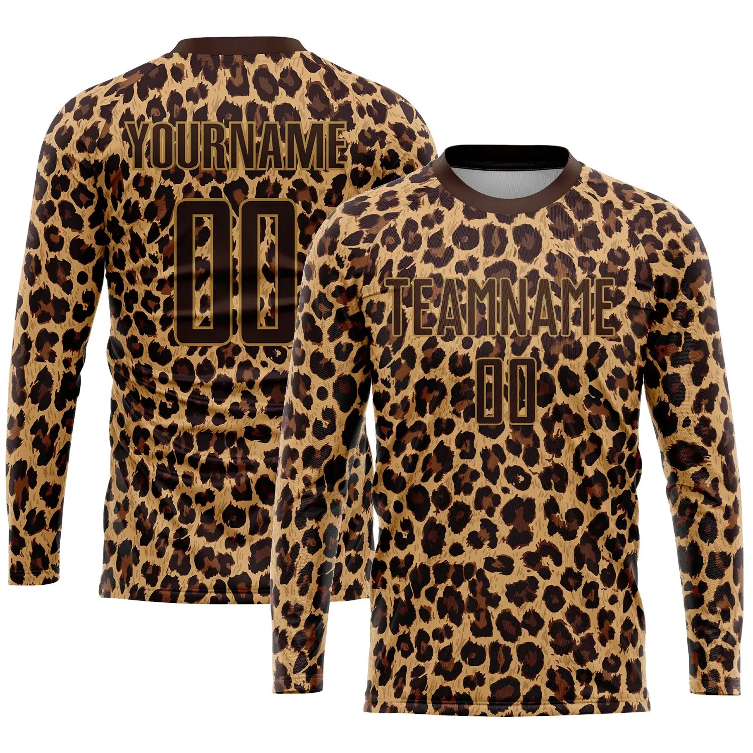 Custom Soccer Jersey Brown Old Gold Leopard Sublimation, Team Uniform Kit, Custom Name Number, Unisex Men Women Youth