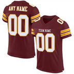 Custom Mesh Football Jersey Burgundy White Gold Pro Style Sublimation, Custom Name Number, Men Youth Unisex