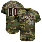 Custom Baseball Jersey Camo Brown White Sublimation, Custom Name Number, Men Youth Unisex