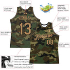 Custom Basketball Jersey Camo Old Gold Black Sublimation, Team Uniform Kit, Custom Name Number, Unisex Men Women Youth