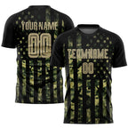Custom Soccer Jersey Camo Vegas Gold Black American Flag Fashion Sublimation, Team Uniform Kit, Custom Name Number, Unisex Men Women Youth