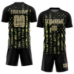Custom Soccer Jersey Camo Vegas Gold Black American Flag Fashion Sublimation, Team Uniform Kit, Custom Name Number, Unisex Men Women Youth