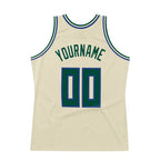 Custom Throwback Basketball Jersey Cream Hunter Green Royal Sublimation, Team Uniform Kit, Custom Name Number, Unisex Men Women Youth