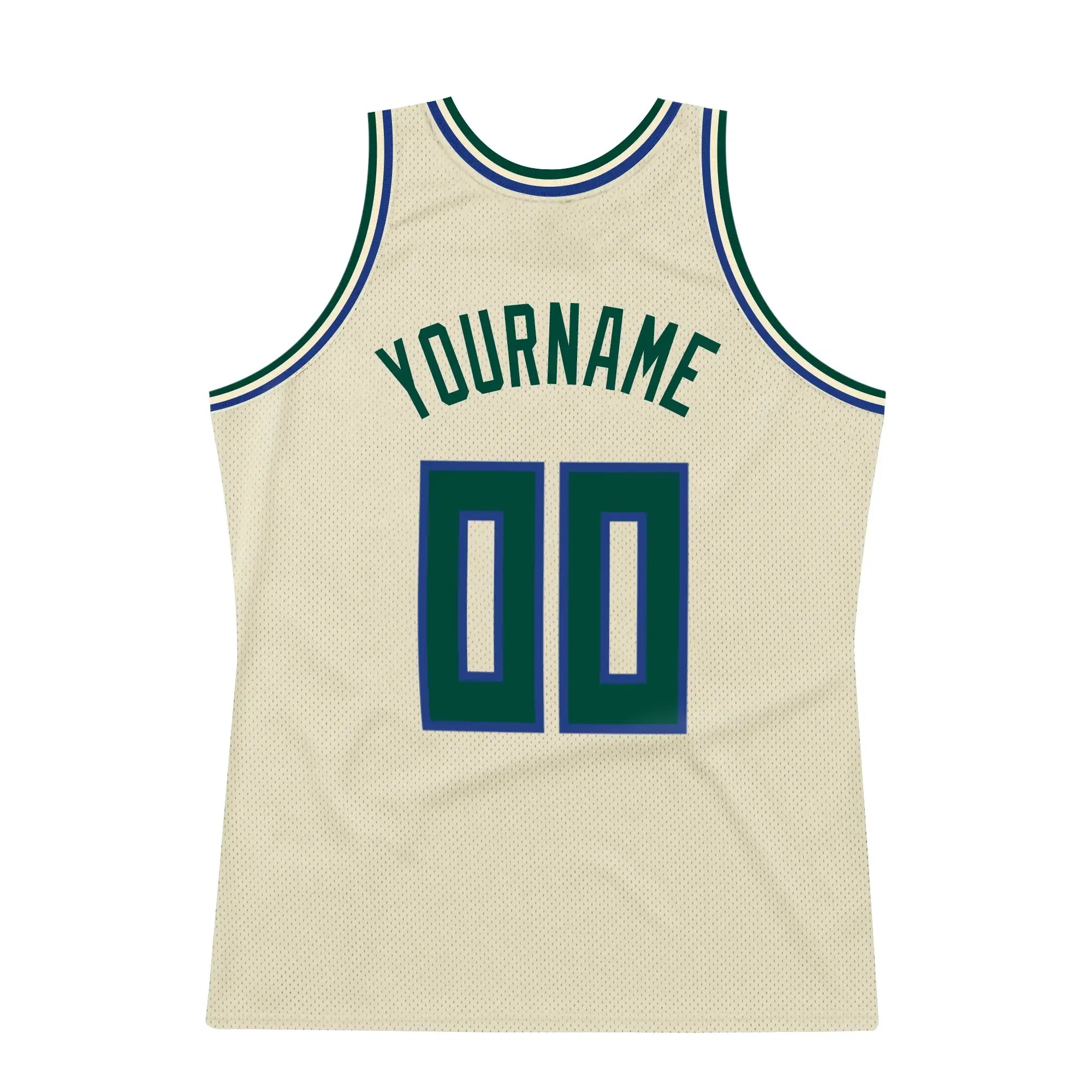 Custom Throwback Basketball Jersey Cream Hunter Green Royal Sublimation, Team Uniform Kit, Custom Name Number, Unisex Men Women Youth