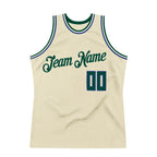 Custom Throwback Basketball Jersey Cream Hunter Green Royal Sublimation, Team Uniform Kit, Custom Name Number, Unisex Men Women Youth