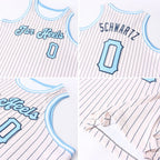 Custom Throwback Basketball Jersey Cream Navy Pinstripe Light Blue Black Sublimation, Team Uniform Kit, Custom Name Number, Unisex Men Women Youth