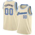 Custom Throwback Basketball Jersey Cream Navy Pinstripe Light Blue Black Sublimation, Team Uniform Kit, Custom Name Number, Unisex Men Women Youth