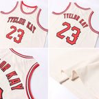 Custom Throwback Basketball Jersey Cream Red Black Sublimation, Team Uniform Kit, Custom Name Number, Unisex Men Women Youth