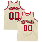 Custom Throwback Basketball Jersey Cream Red Black Sublimation, Team Uniform Kit, Custom Name Number, Unisex Men Women Youth