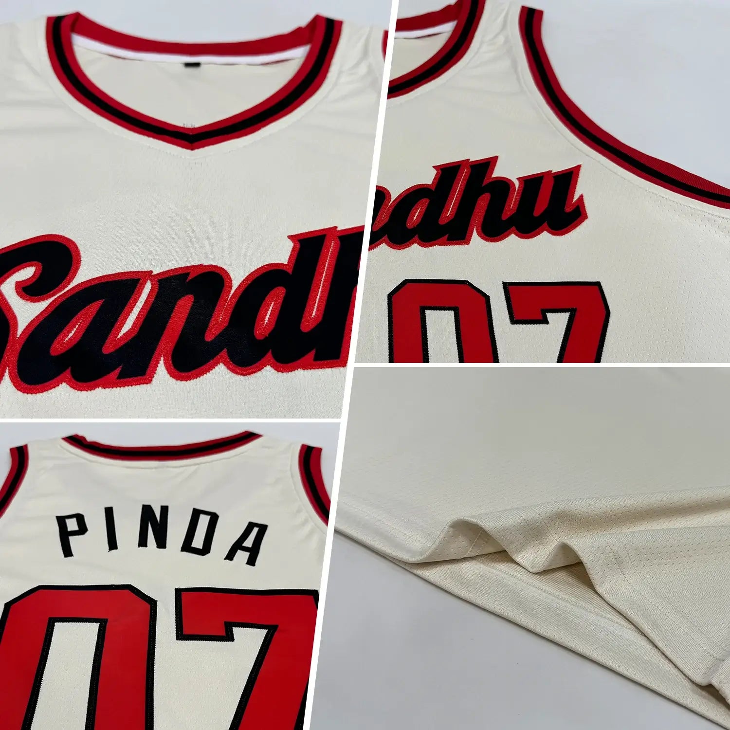 Custom Throwback Basketball Jersey Cream Red Black Round Neck Rib Knit Sublimation, Team Uniform Kit, Custom Name Number, Unisex Men Women Youth