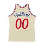 Custom Throwback Basketball Jersey Cream Red Royal Sublimation, Team Uniform Kit, Custom Name Number, Unisex Men Women Youth