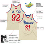 Custom Throwback Basketball Jersey Cream Red Royal Sublimation, Team Uniform Kit, Custom Name Number, Unisex Men Women Youth