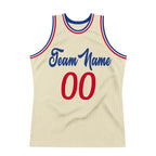 Custom Throwback Basketball Jersey Cream Red Royal Sublimation, Team Uniform Kit, Custom Name Number, Unisex Men Women Youth