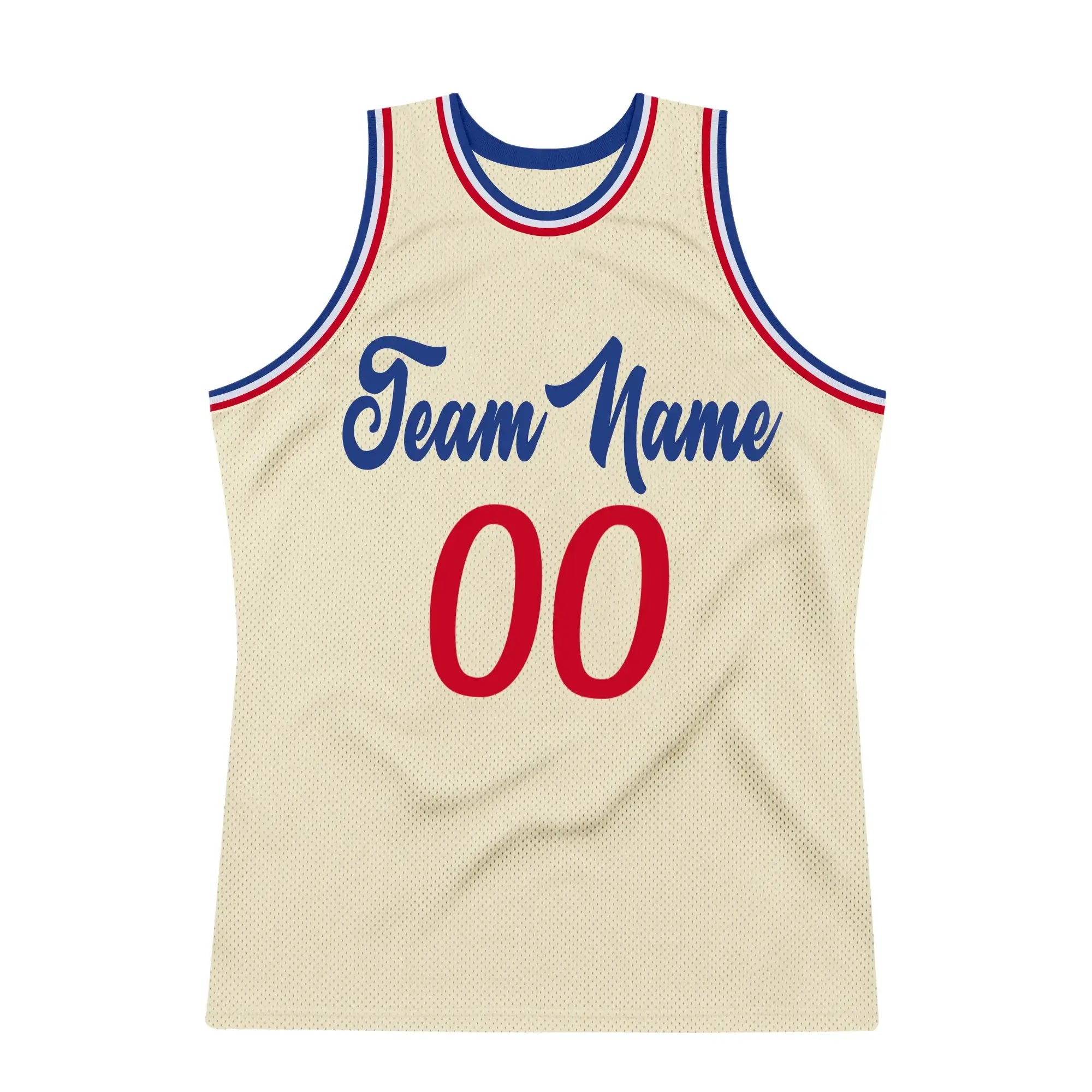 Custom Throwback Basketball Jersey Cream Red Royal Sublimation, Team Uniform Kit, Custom Name Number, Unisex Men Women Youth