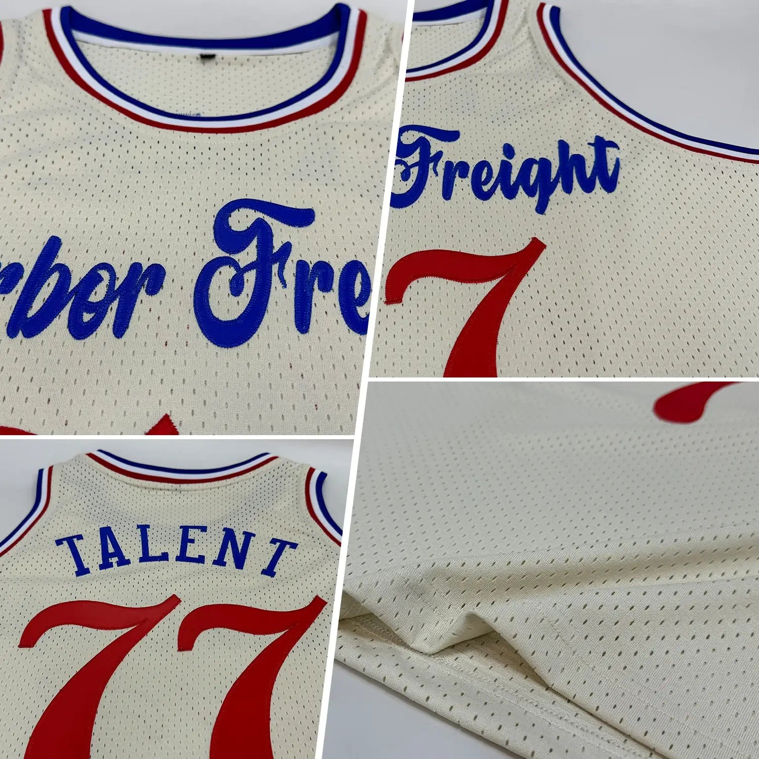Custom Throwback Basketball Jersey Cream Red Royal Sublimation, Team Uniform Kit, Custom Name Number, Unisex Men Women Youth