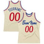 Custom Throwback Basketball Jersey Cream Red Royal Sublimation, Team Uniform Kit, Custom Name Number, Unisex Men Women Youth