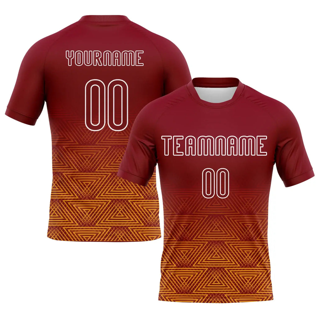 Custom Geometric Shape Volleyball Jersey Crimson Yellow White Sublimation, Custom Name Number, Women Girls Unisex Youth
