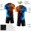 Custom Soccer Jersey Figure Black White Flame Sublimation, Team Uniform Kit, Custom Name Number, Unisex Men Women Youth 4