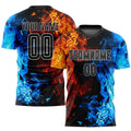 Custom Soccer Jersey Figure Black White Flame Sublimation, Team Uniform Kit, Custom Name Number, Unisex Men Women Youth 3