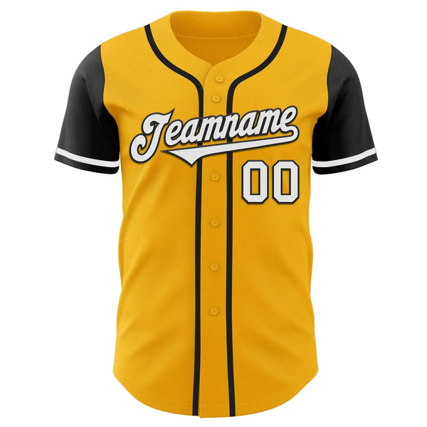 Custom Two Tone Baseball Jersey Gold White Black Sublimation, Custom Name Number, Men Youth Unisex