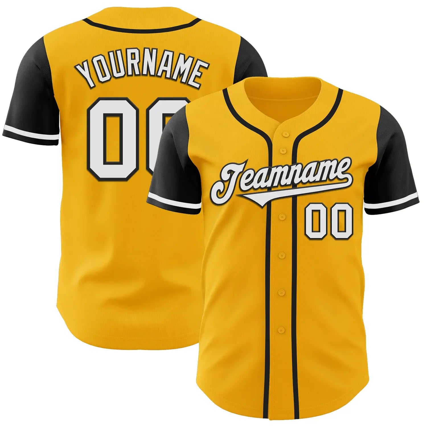 Custom Two Tone Baseball Jersey Gold White Black Sublimation, Custom Name Number, Men Youth Unisex