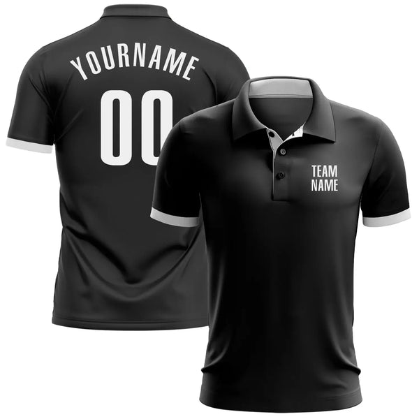 Custom Golf Polo Shirt Black White Performance Sublimation, Custom Logo, Men Women UnisexA