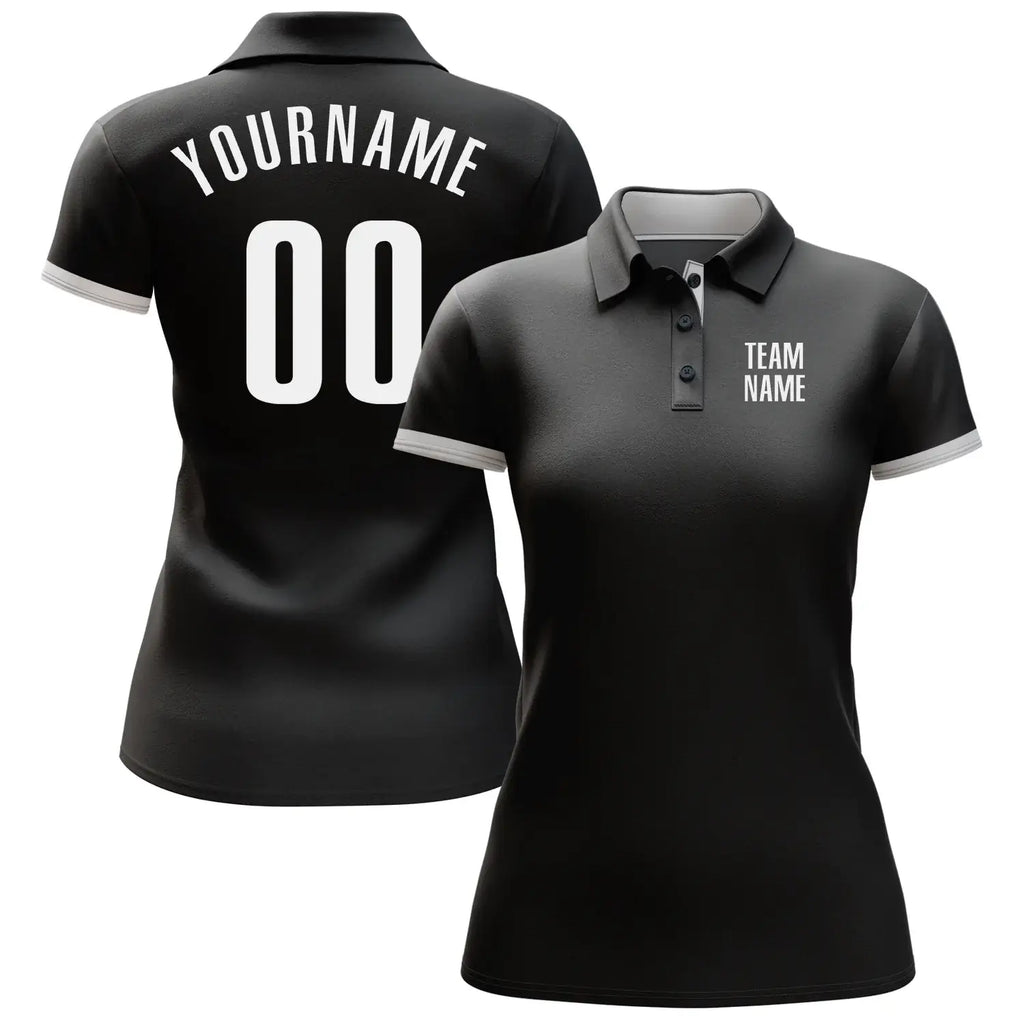 Custom Golf Polo Shirt Black White Performance Sublimation, Custom Logo, Men Women UnisexA